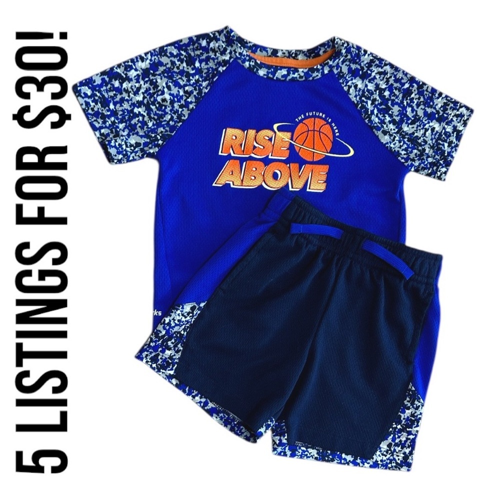 Athletic Works Toddler Boy Active T-Shirt and Shorts Set Basketball Rise Above